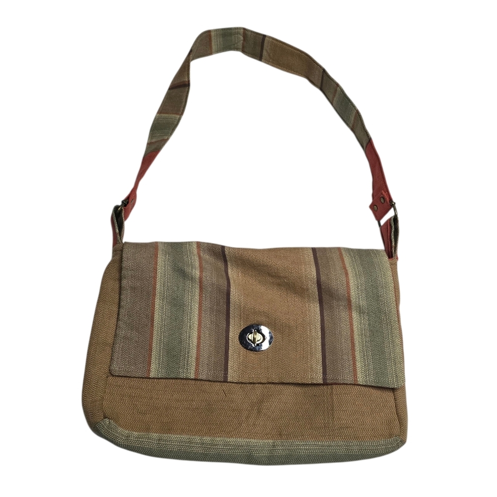 Striped Tan Shoulder Bag